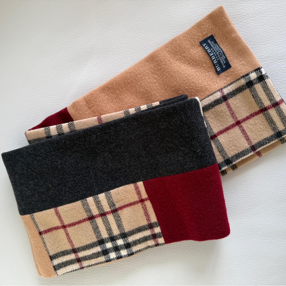 Burberry London Merino Wool/Cashmere Patchwork Check Scarf - Picture 3 of 9